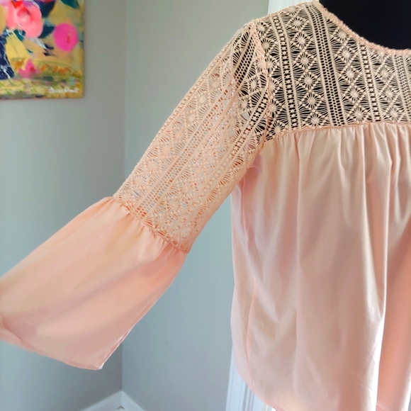 Sharagano Crocheted Poplin Top - Picture 3 of 11